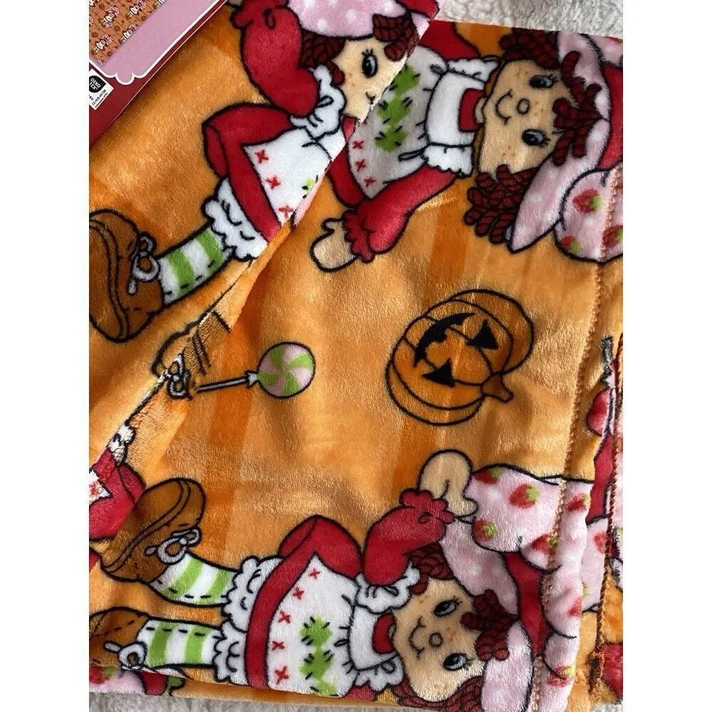 Strawberry Shortcake Orange Halloween Pumpkin Plush Throw Blanket‎ 50 X 70” NEW